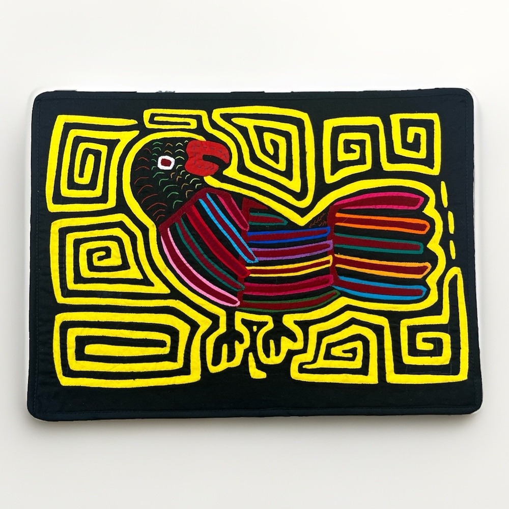 Vintage Mola Kuna Rainbow Bird Tropical Panama Star Folk Art Wall-Art Placemat